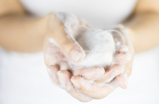 woman washing her hands