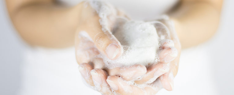 woman washing her hands