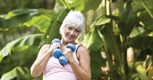 Active senior woman exercising for weight loss benefits