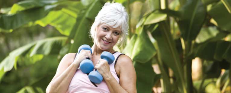 Active senior woman exercising for weight loss benefits