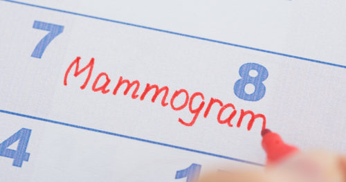 calendar showing mammography appointment