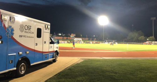 OSF PRO Ambulance at a University of Illinois football practice