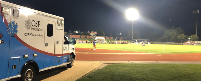 OSF PRO Ambulance at a University of Illinois football practice