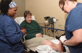 Sandi Schneider receives wound care treatment at OSF Saint Anthony
