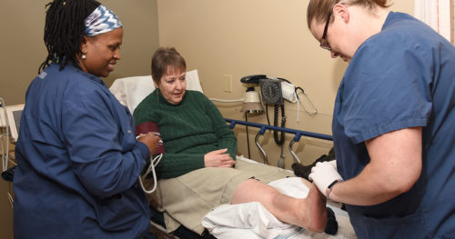 Sandi Schneider receives wound care treatment at OSF Saint Anthony