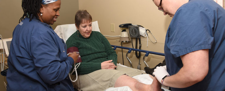 Sandi Schneider receives wound care treatment at OSF Saint Anthony