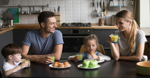 family eating a healthy breakfast