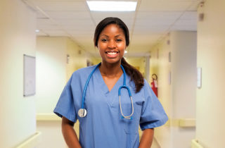 African-American female nurse in an OSF HealthCare magnet hospital