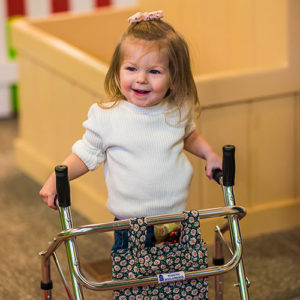 Adalie Guth with her walker