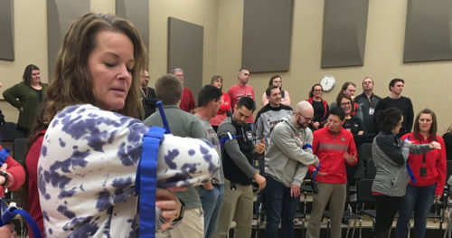 Ottawa High School students and staff participate in the Stop the Bleed event.