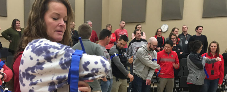 Ottawa High School students and staff participate in the Stop the Bleed event.