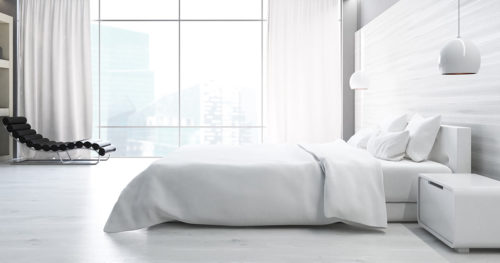 apartment bedroom in white modern design