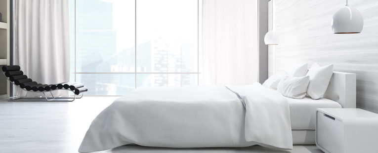 apartment bedroom in white modern design