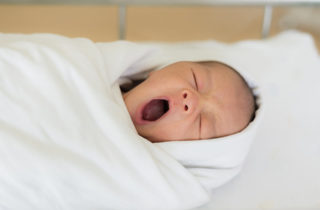 newborn yawning