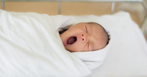 newborn yawning