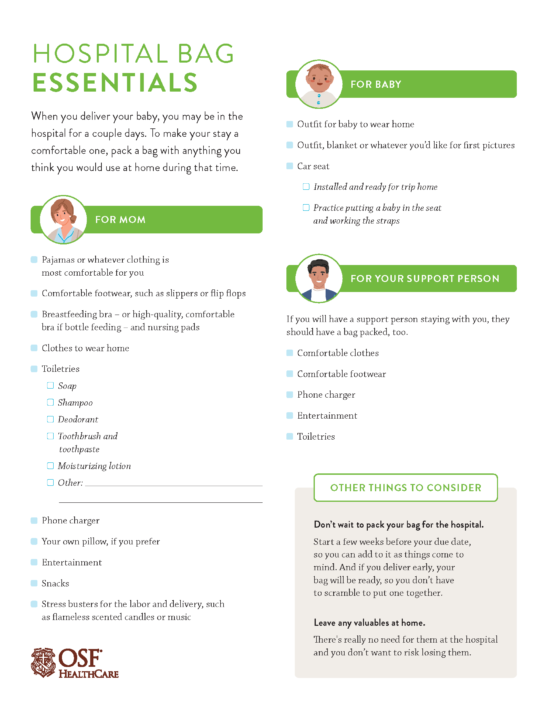 What to pack in a hospital bag for labor and delivery