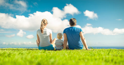 Family discussing pediatric surgery with their child