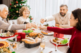 family enjoying holiday meal