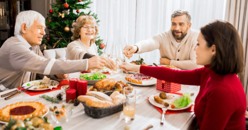 family enjoying holiday meal