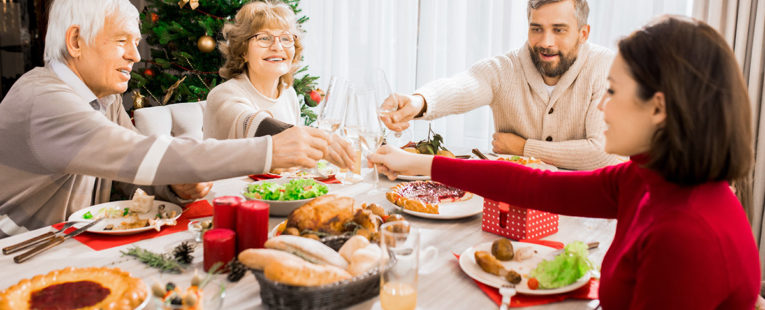 family enjoying holiday meal