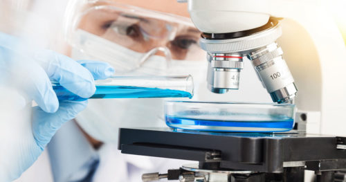 Medical lab assistant performing research