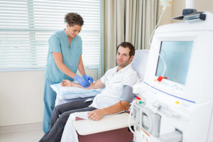 Hemodialysis patient receiving dialysis treatment
