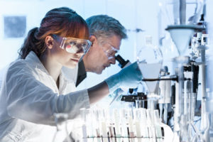 laboratory technicians working on clinical trials