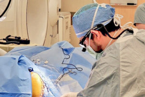 Dr, Maldonado performing deep brain stimulation