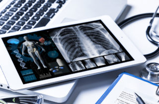 Tablet with health information used for Virtual Advanced Care.