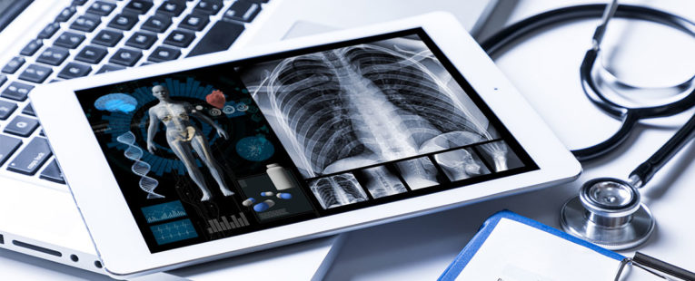 Tablet with health information used for Virtual Advanced Care.