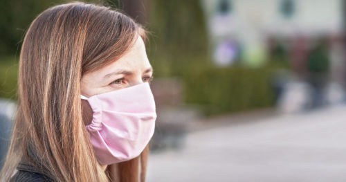 Woman wearing face mask