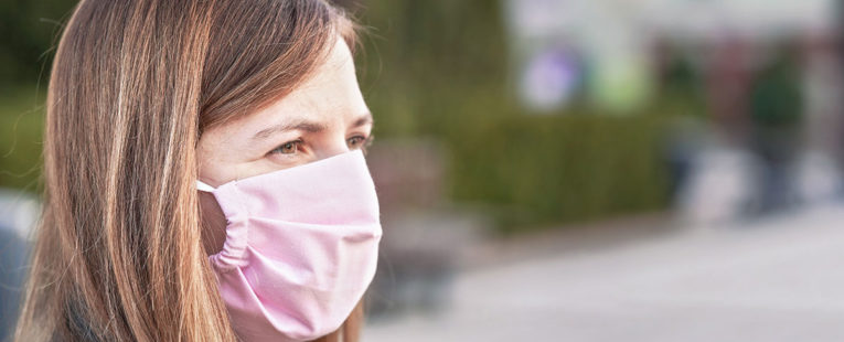 Woman wearing face mask