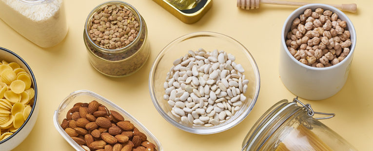 Miscellaneous canned and dried food from the pantry