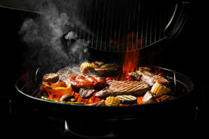Food on a bbq grill.