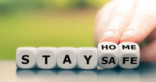 Stay home during quarantine graphic on dice.
