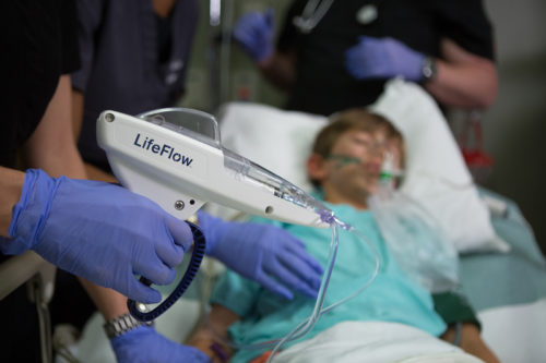 LifeFlow fluid delivery system in use with pediatric patient