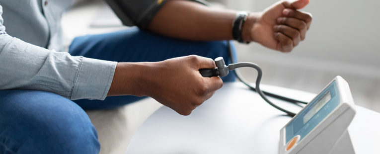 Man taking blood pressure
